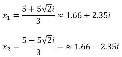 Solusi Akar-akar persamaan kuadrat 3x^2-10x+25=0 dengan Rumus ABC